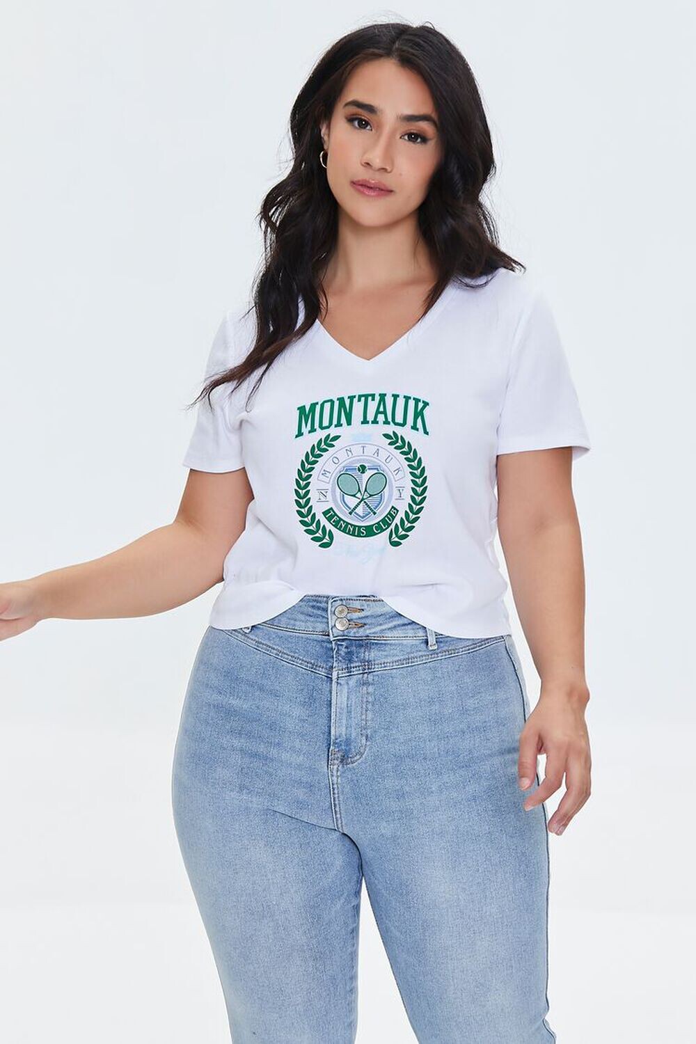 

Футболка большого размера Montauk Tennis Club Forever 21, белый