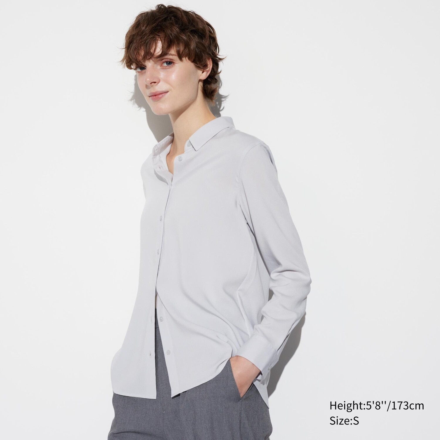 

Рубашка UNIQLO из вискозы, светло-серый