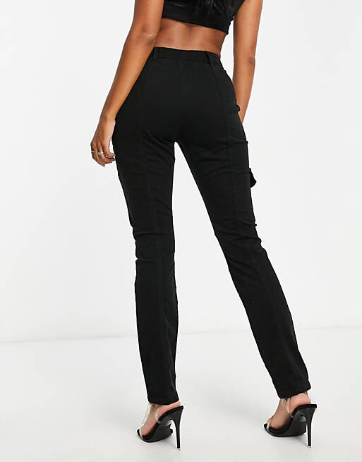 

Черные узкие байкерские брюки карго с молниями ASOS DESIGN Hourglass, Черный