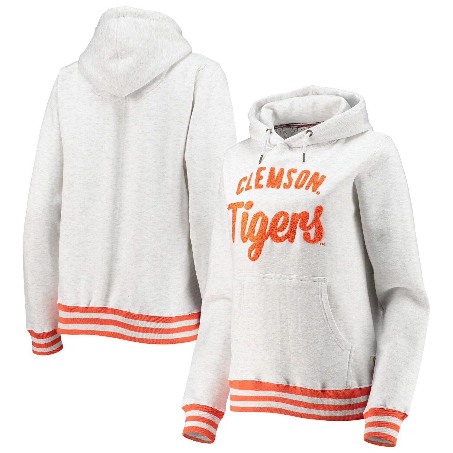 

Женский пуловер с капюшоном из синели Ash Clemson Tigers Santa Cruz для прессы