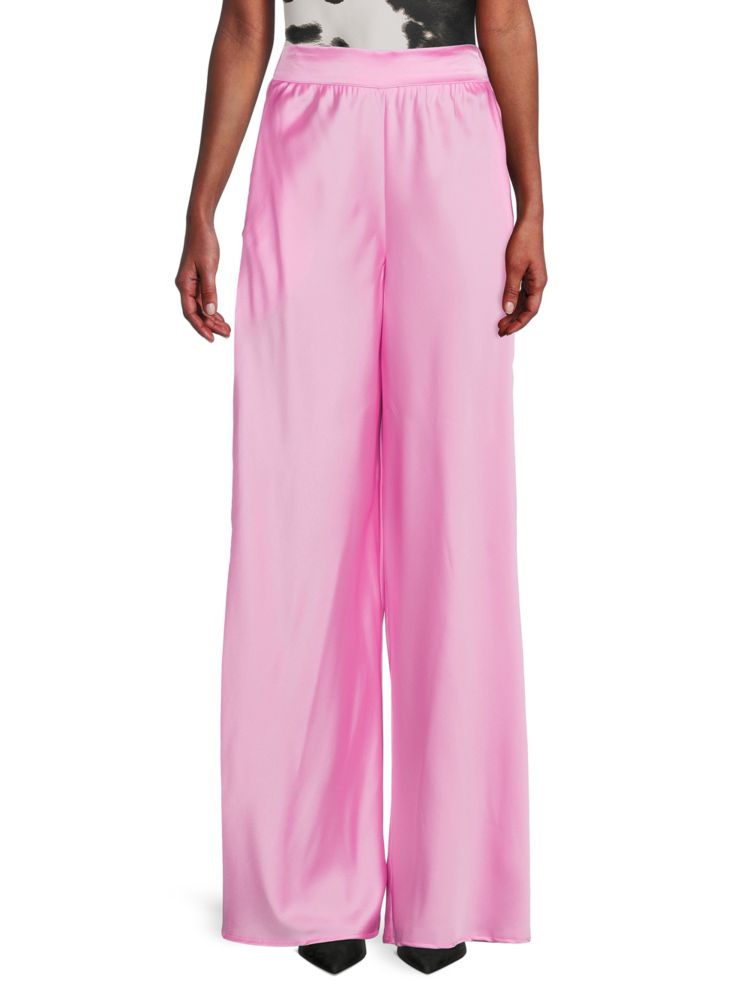 Атласные широкие брюки Renee C., цвет Barbie Pink атласные брюки до щиколотки renee c black