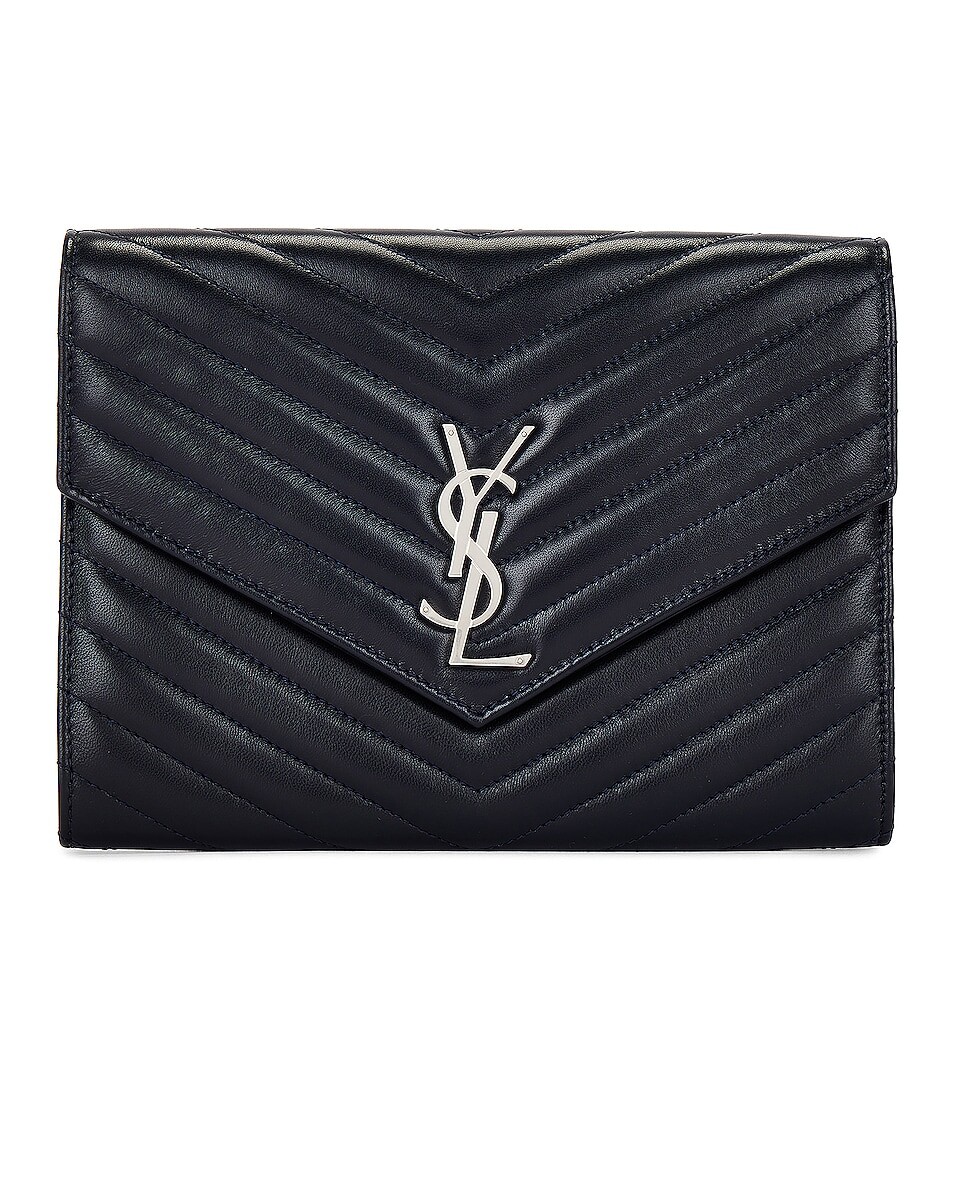 

Сумка-клатч Saint Laurent Cassandre Flap Pouch, цвет Bleu Acier