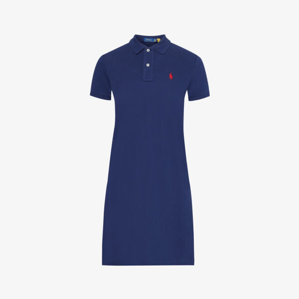 

Платье из хлопка-пике с вышитым логотипом Polo Ralph Lauren, синий