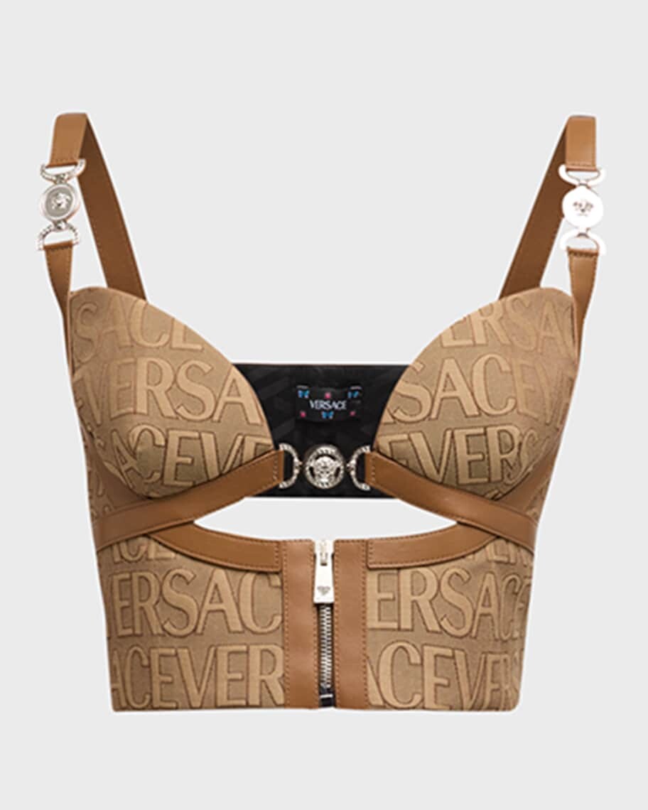 

Укороченный топ из парусины с вырезом и логотипом Versace