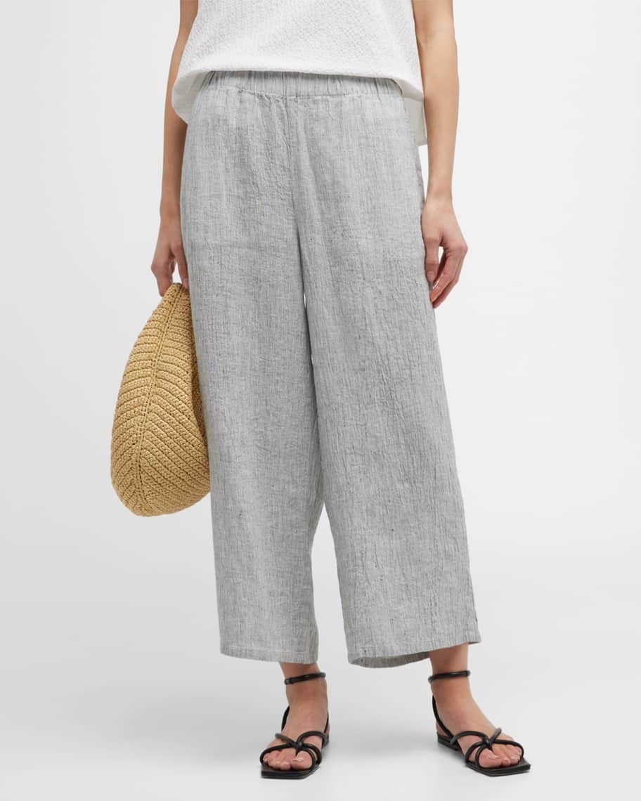 

Широкие льняные брюки меланжевого цвета Eileen Fisher