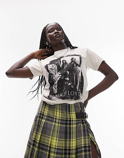 

Укороченная футболка цвета экрю с графической лицензией Topshop Pink Floyd
