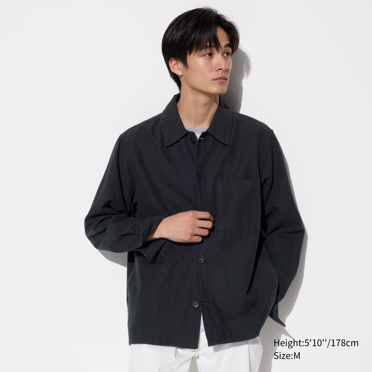 

Льняная куртка-верхняя рубашка UNIQLO, черный