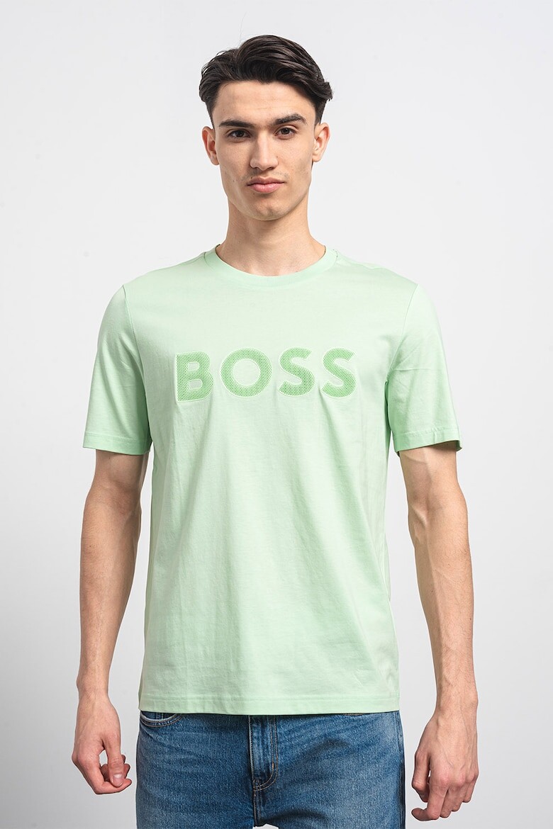 

Хлопковая футболка с логотипом Boss, зеленый