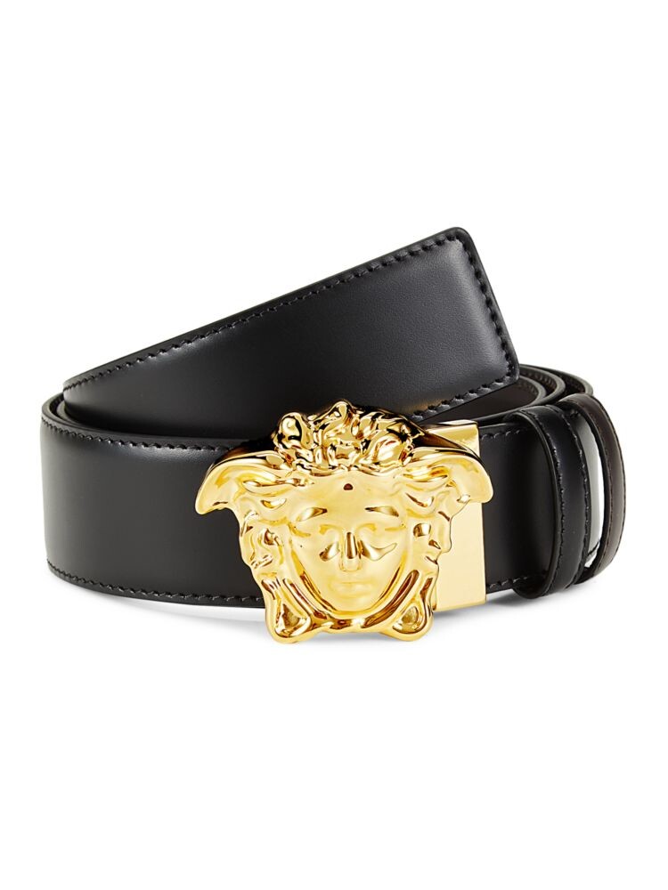 

Двусторонний ремень с пряжкой и логотипом Versace, цвет Black Brown