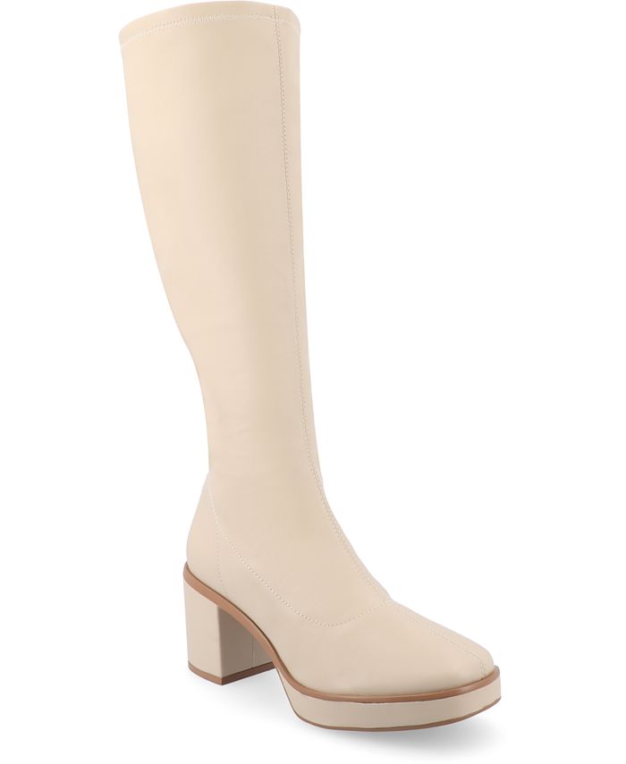цена Женские ботинки Alondra Tru Comfort из пеноматериала на платформе с квадратным носком и узкими икрами Journee Collection, цвет Cream
