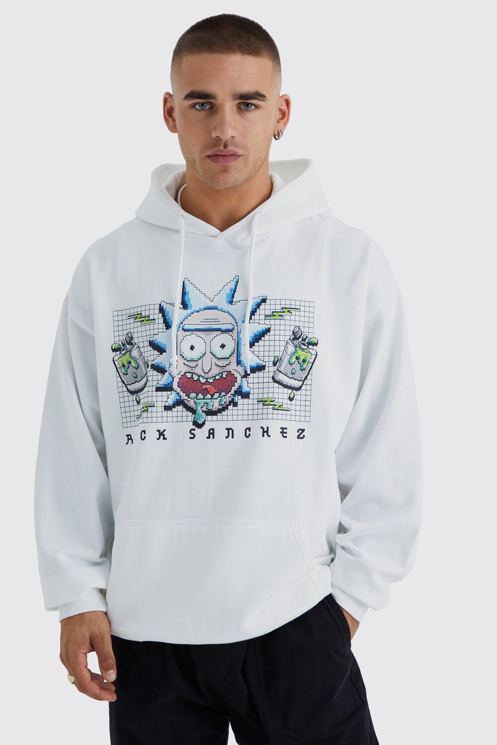 

Худи оверсайз pixel rick & morty license Boohoo, белый