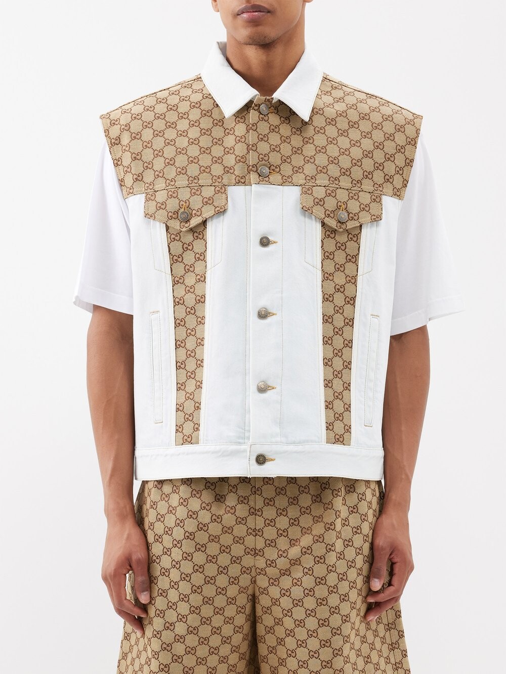 

Джинсовый жилет из парусины gg supreme Gucci, синий