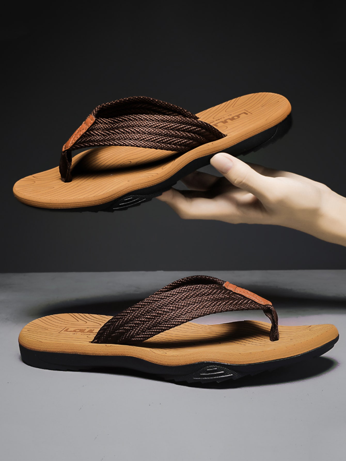 цена Мужские сандалии без шнуровки для улицы и пляжа, коричневый