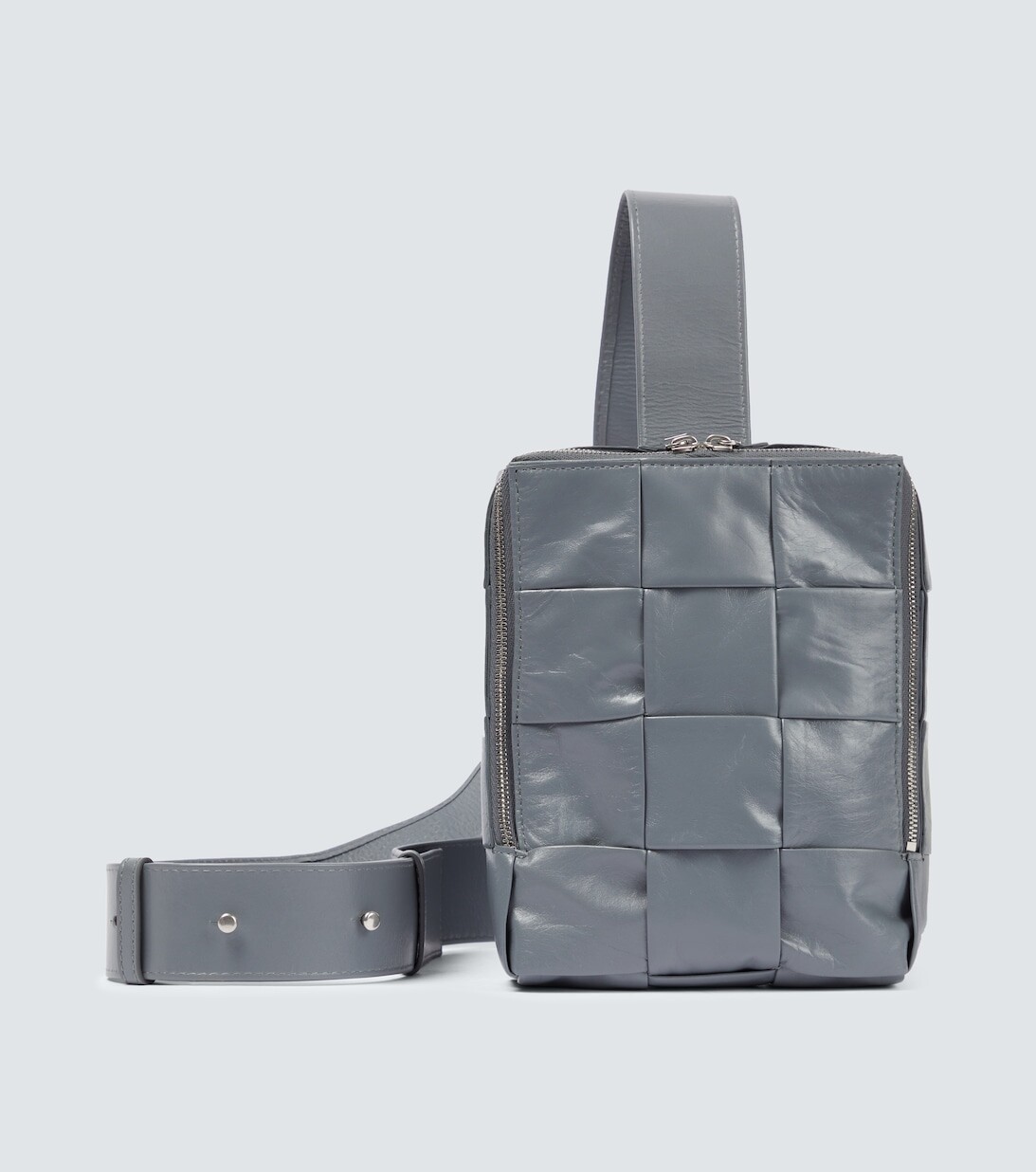 

Кожаная сумка через плечо Cassette Mini Bottega Veneta, серый