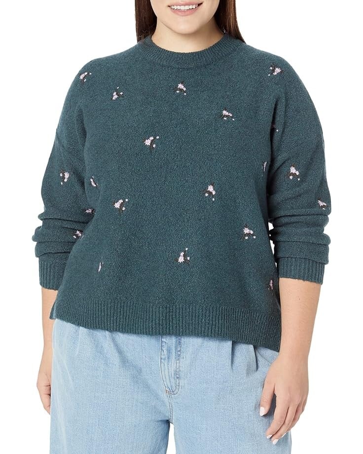 

Свитер Madewell Plus Embroidered Floral Pullover, цвет Heather Spruce