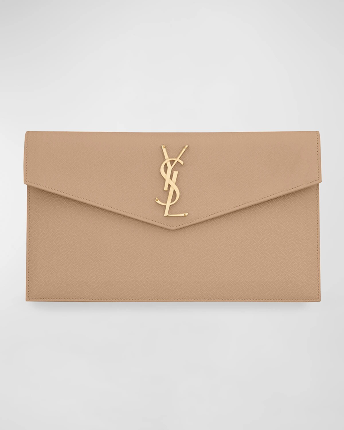 

Клатч Uptown YSL из зерненой кожи Saint Laurent, цвет Dark Beige