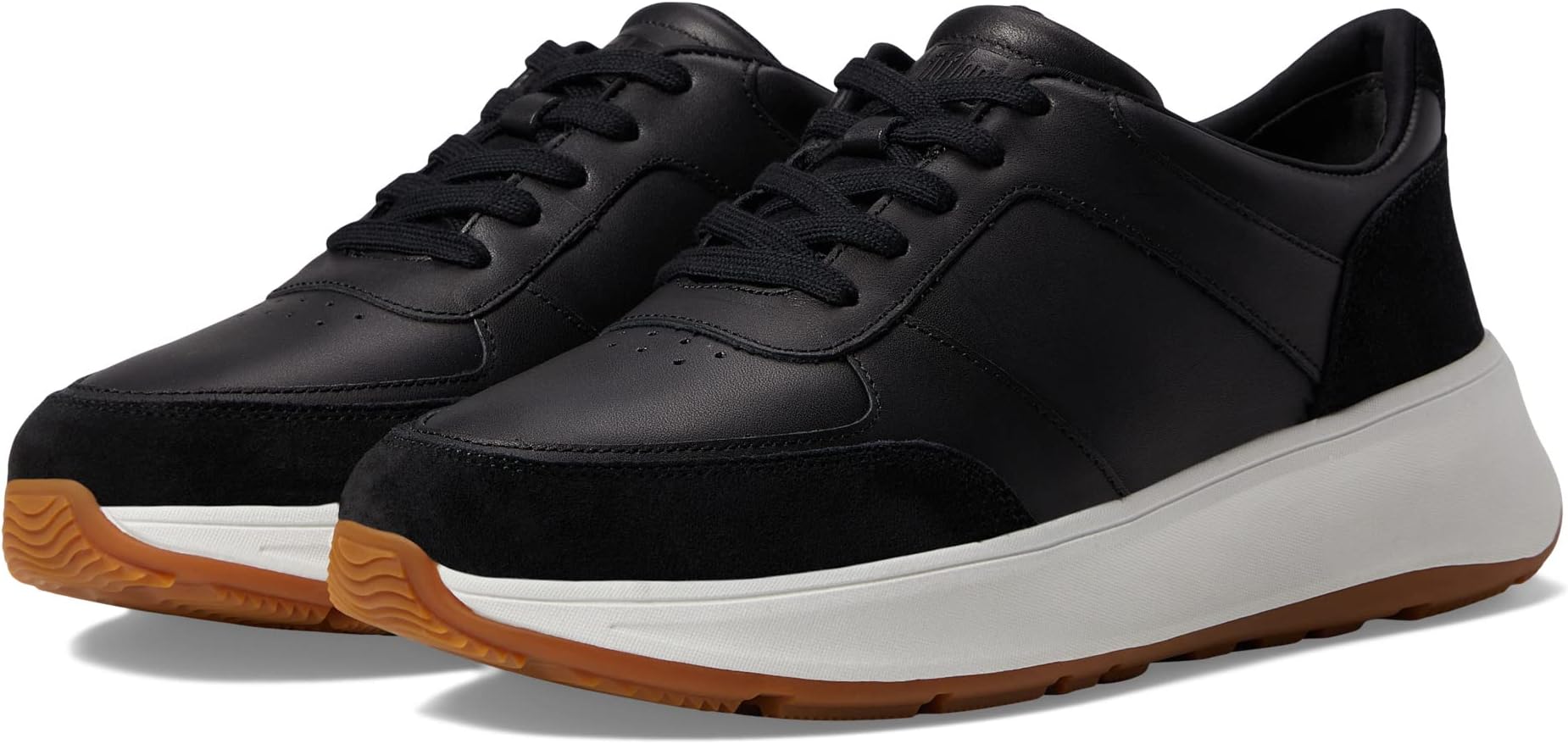 Кроссовки F-Mode Leather/Suede Flatform Sneakers FitFlop, черный ботильоны f mode suede flatform zip ankle boots fitflop цвет minky grey