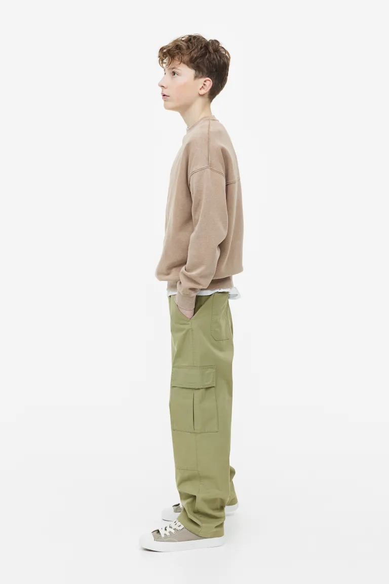 

Хлопковые брюки-карго H&M, зеленый