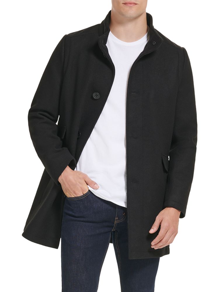 цена Пальто из смесовой шерсти с капюшоном Kenneth Cole, черный
