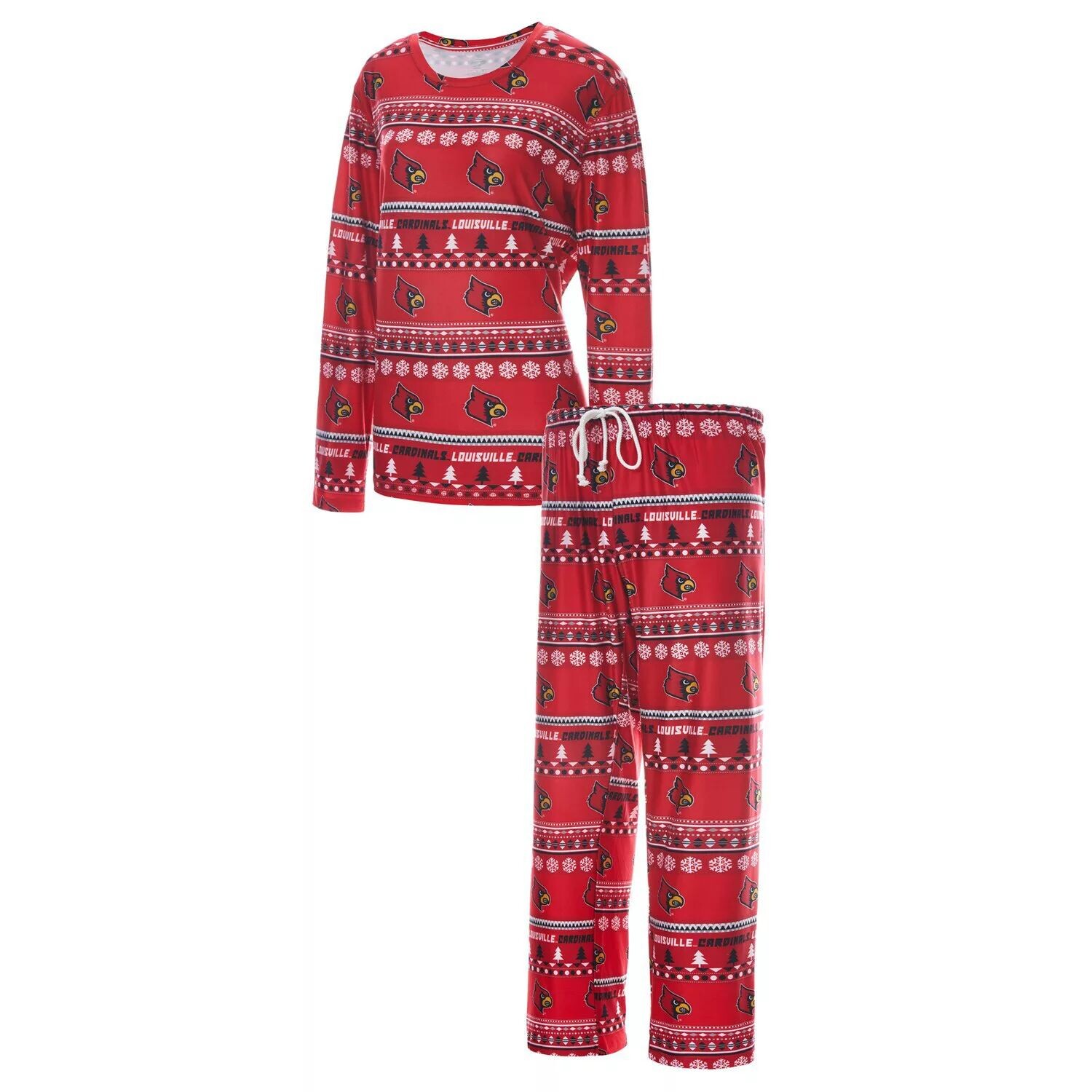 

Женский комплект для сна с длинными рукавами и брюками Concepts Sport Red Louisville Cardinals Holiday