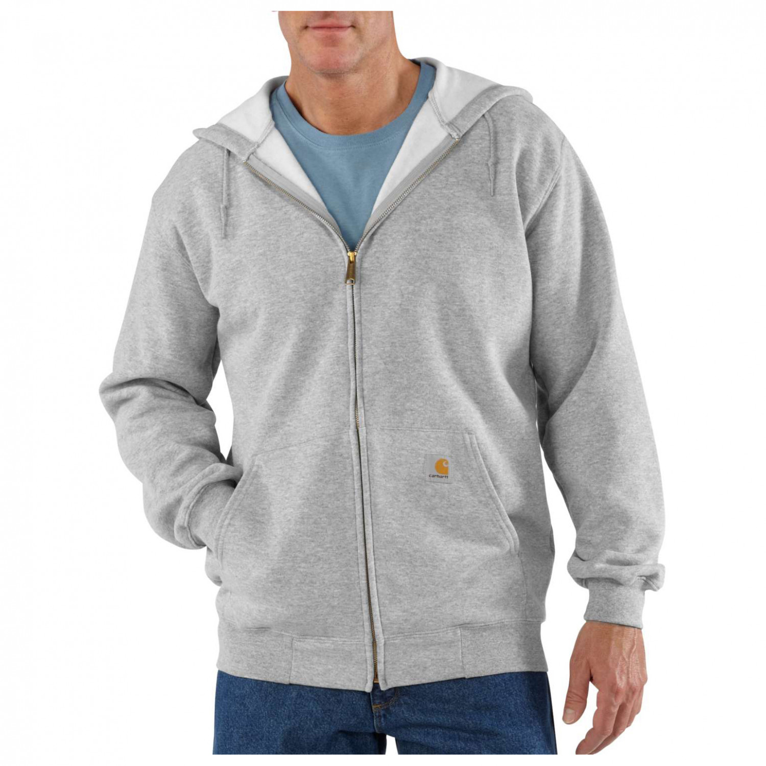 цена Толстовка с капюшоном Carhartt Zip Hooded Sweatshirt, цвет Heather Grey