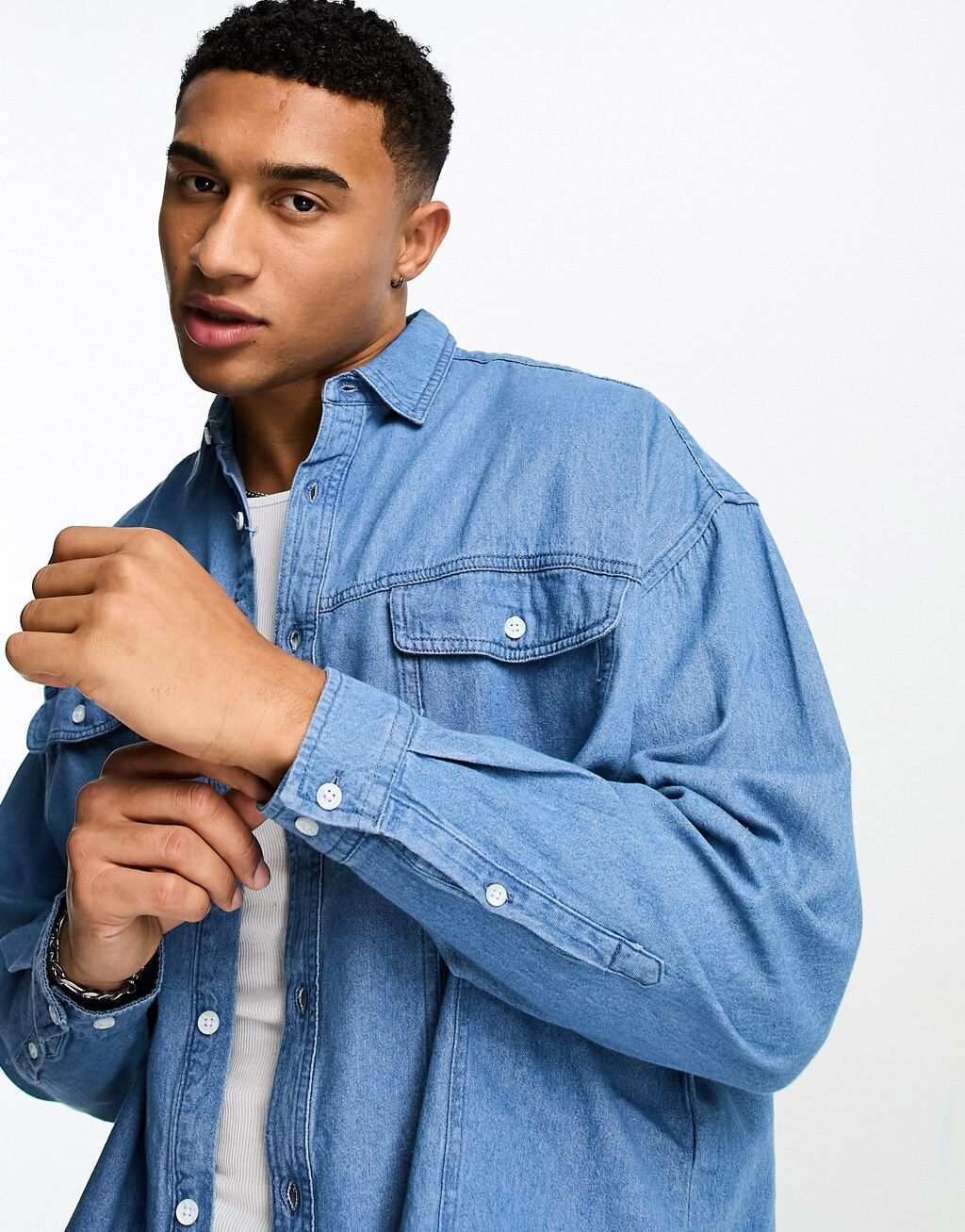 

Джинсовая рубашка оверсайз в винтажном стиле вестерн ASOS DESIGN