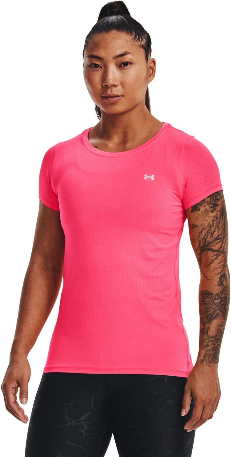

HeatGear Armour с коротким рукавом Under Armour, цвет Pink Shock/Iridescent