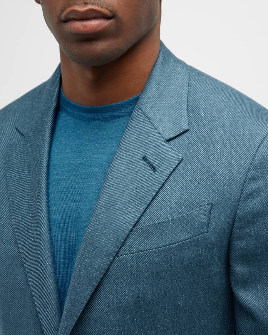 

Мужской однотонный блейзер из смесового кашемира и саржи ZEGNA