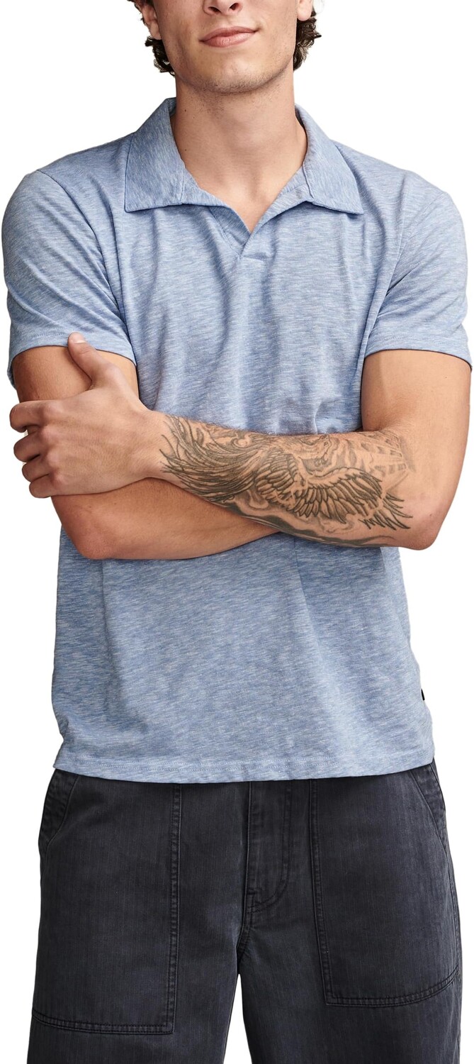 

Поло Lucky Brand Burnout Slub Jersey Johny Collar Polo, синий