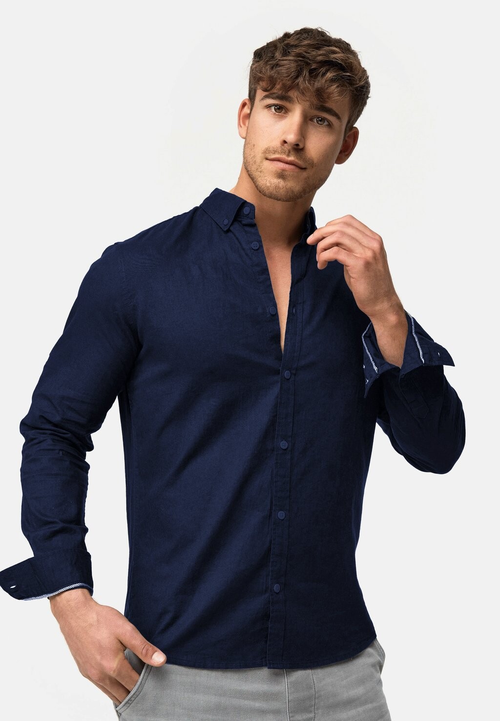 

Рубашка LANGARM KEPNER INDICODE JEANS, цвет navy