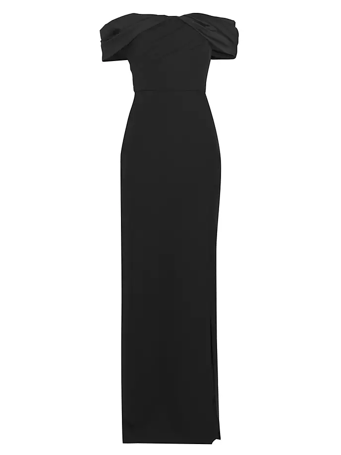 Платье Celeste с открытыми плечами из крепа Ml Monique Lhuillier, черный