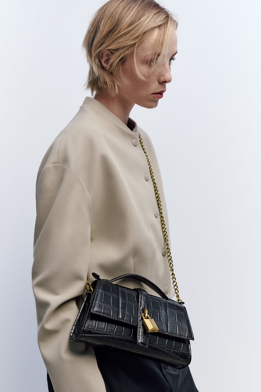 

Сумка Mock Croc City ZARA, черный