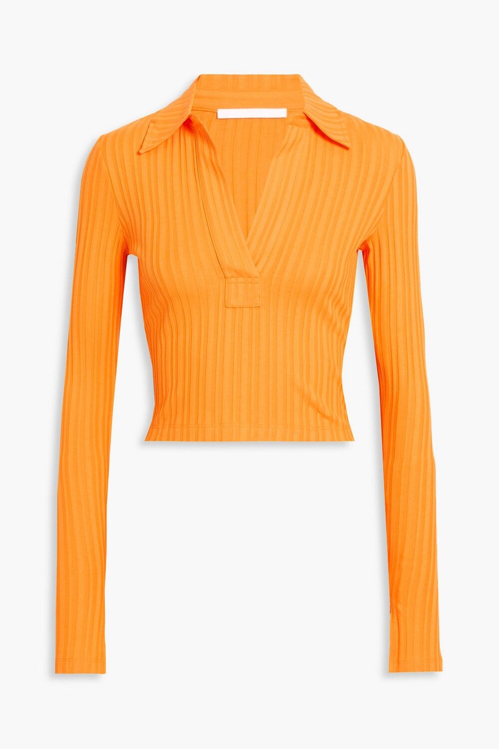 

Укороченный топ из хлопкового джерси в рубчик HELMUT LANG, оранжевый