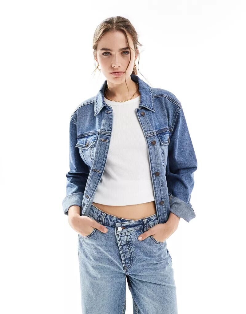 

Голубая джинсовая куртка Hollister, Серый