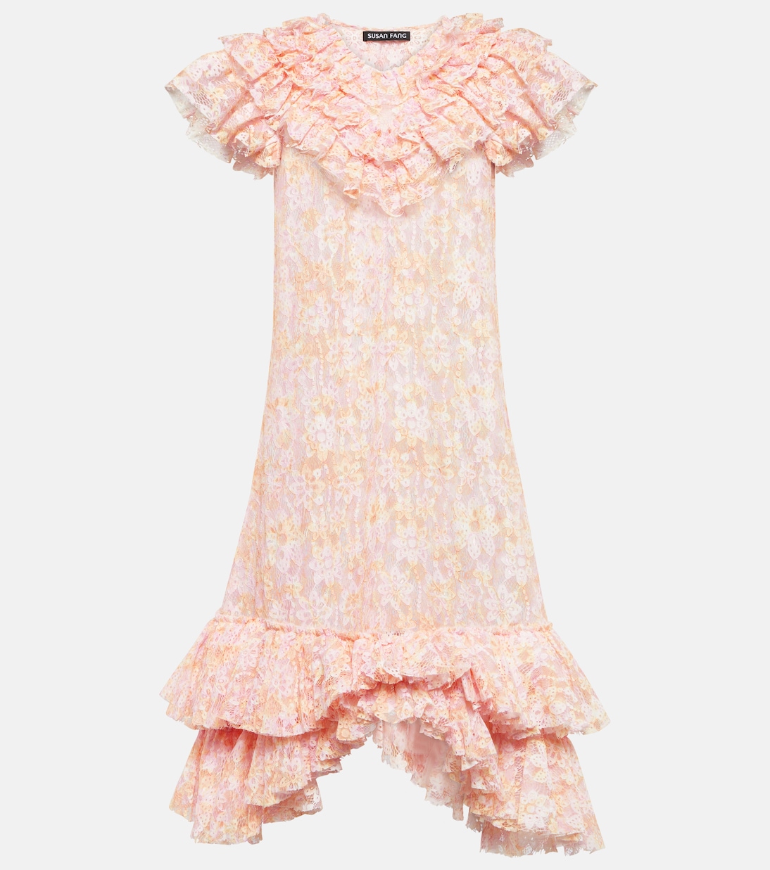 Кружевное платье миди Susan Fang, розовый платье миди из тюля susan fang мультиколор