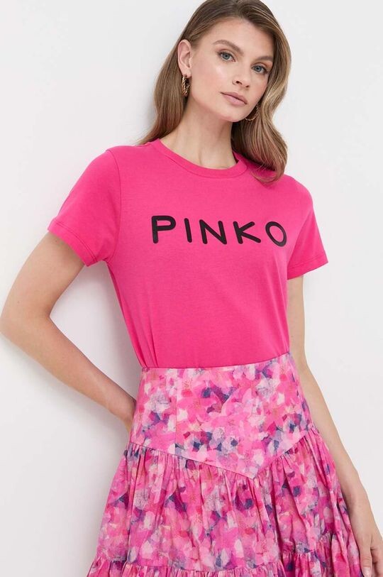 

Хлопковая футболка Pinko, розовый