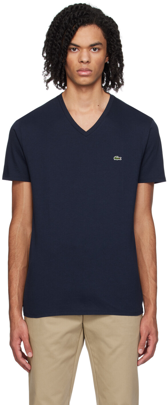 

Темно-синяя футболка с v-образным вырезом Lacoste
