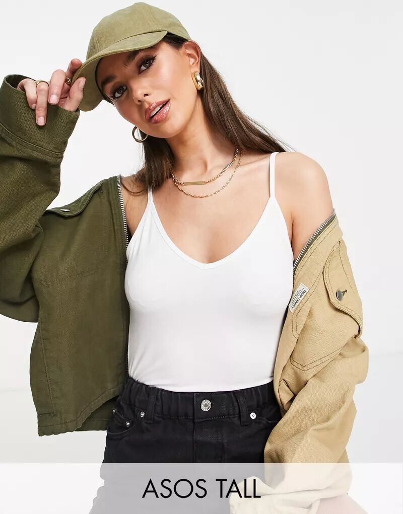 

Белая кофта с v-образным вырезом ASOS DESIGN Tall