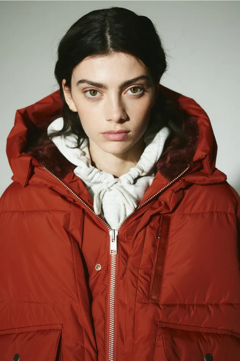 

Пуховик линдон H&M, красный, Коричневый