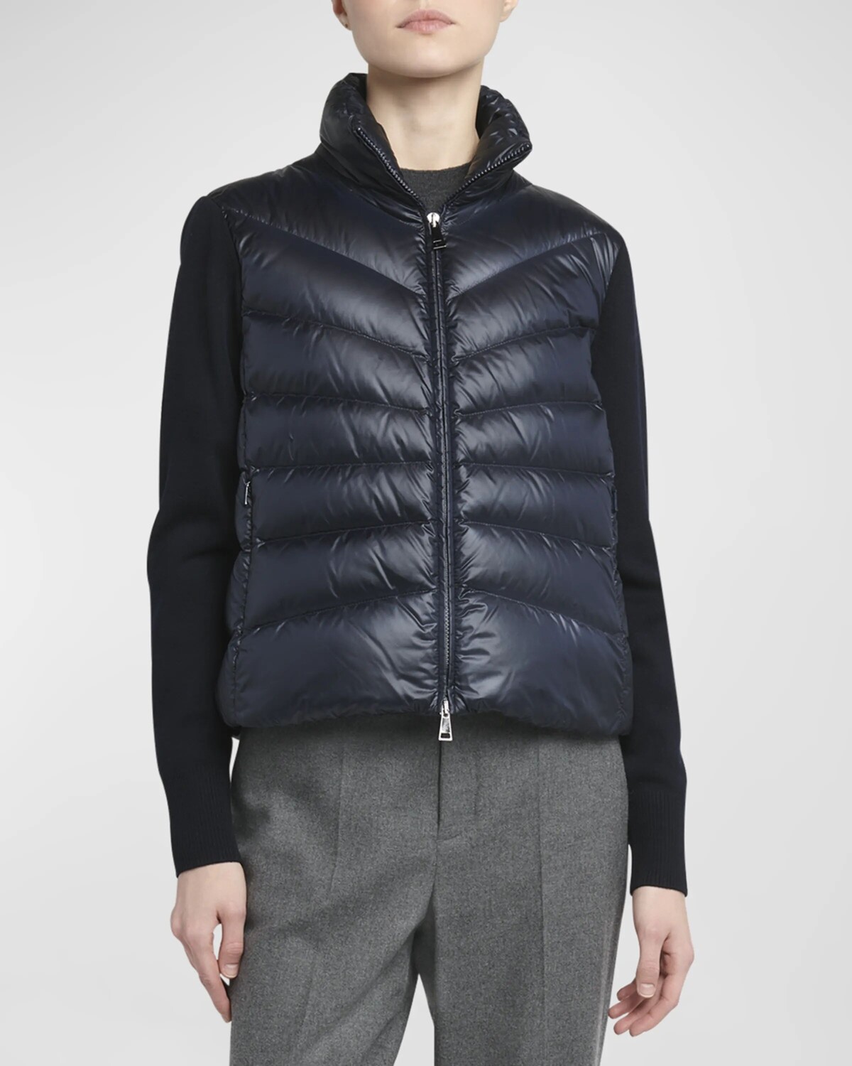 

Легкий шерстяной кардиган-пуховик Moncler, цвет Navy