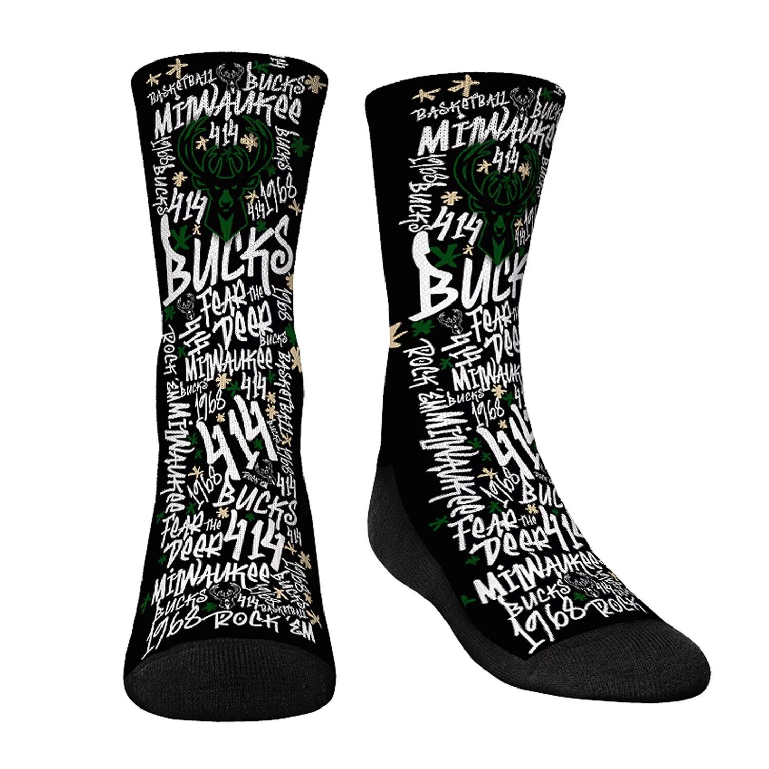 

Молодежные носки Rock Em Носки Milwaukee Bucks Graffiti Crew Unbranded