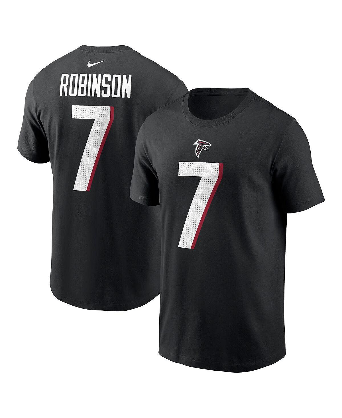 Мужская футболка Bijan Robinson Black Atlanta Falcons с именем и номером игрока драфта НФЛ 2023 года в первом раунде Nike