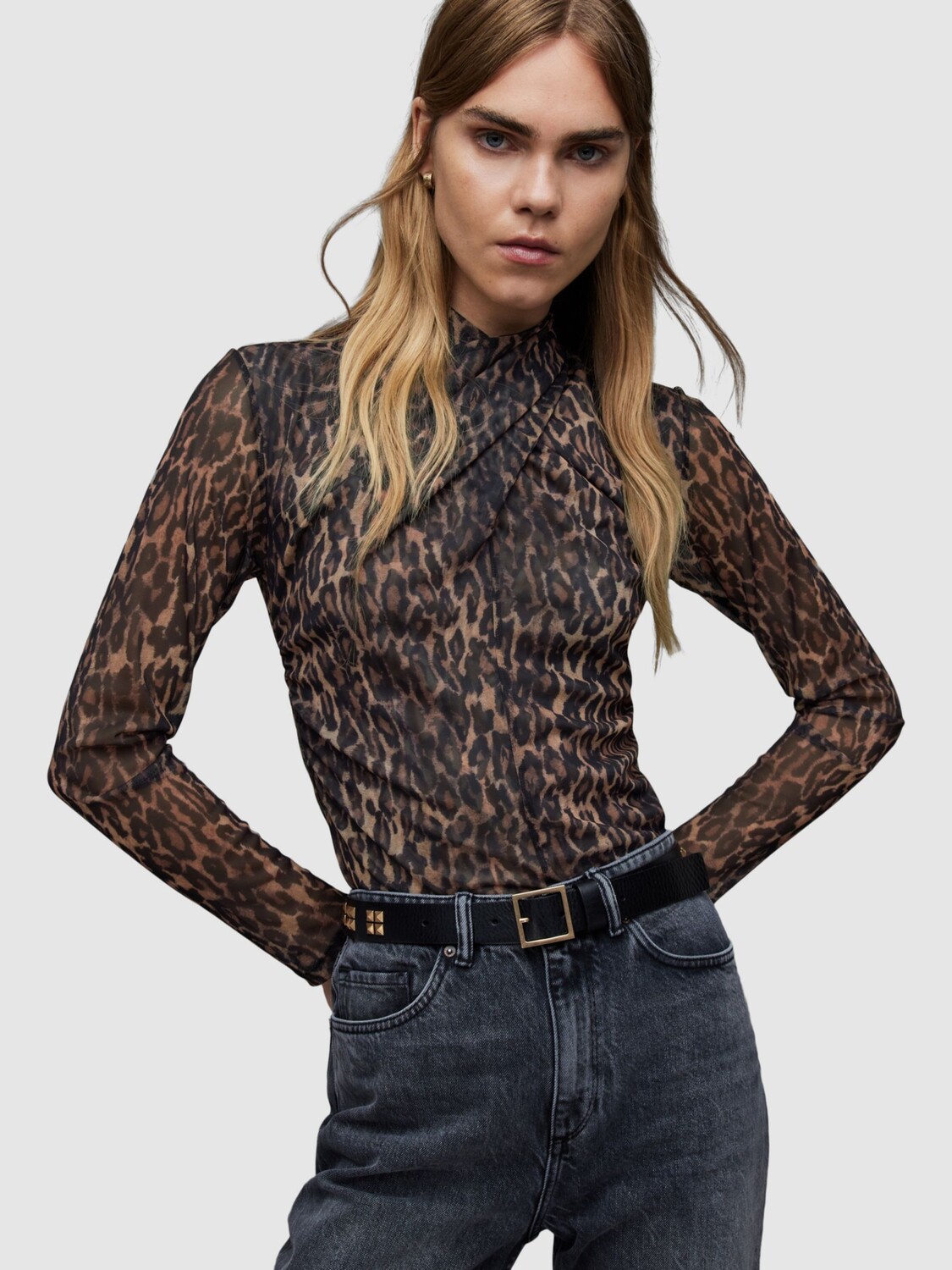 

Топ с запахом AllSaints Tia Anita, натуральный коричневый