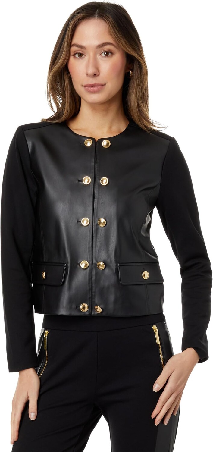 

Куртка Petite Button Ponte Jacket MICHAEL Michael Kors, черный