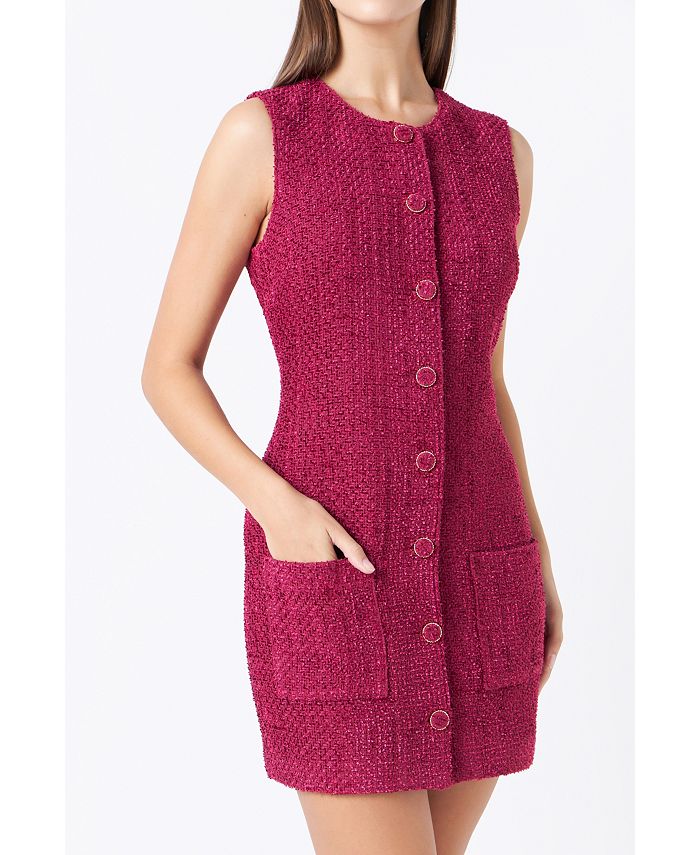 цена Женское твидовое мини-платье без рукавов endless rose, красный