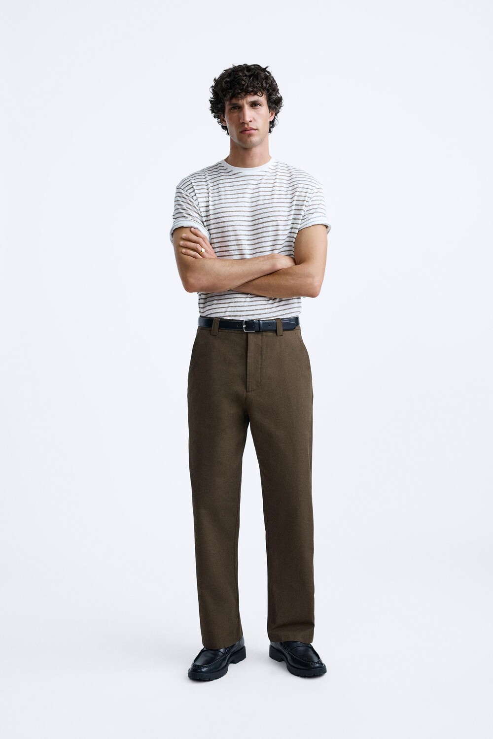 

Прямые технические брюки ZARA, коричневый