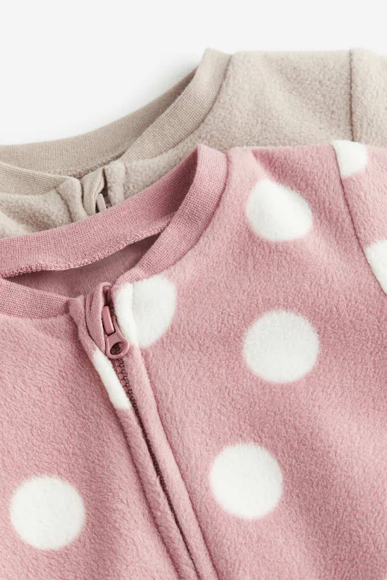 

Комплект из 2 флисовых пижам на молнии H&M, розовый
