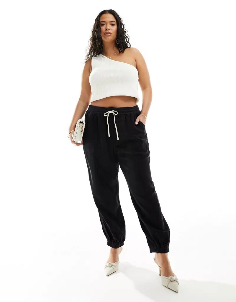 Черные трикотажные брюки с манжетами River Island
