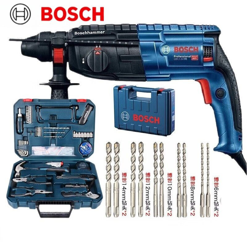 Ударная дрель Bosch GSB 2-24 RE + набор сверл, 10 штук