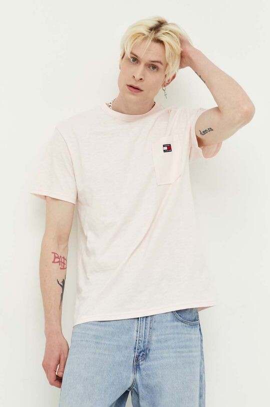 

Хлопковая футболка Tommy Jeans, розовый